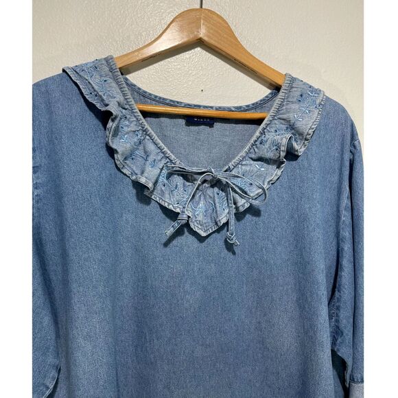 CST Blues denim skirt set embroidery ruffle hem western cottage country women 4X - Picture 6 of 8